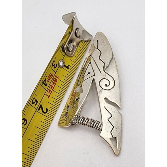 VTG Abstract Post Modern Tribal Triangle Petroglyph Sterling Silver Pin Mexico - Picture 9 of 11
